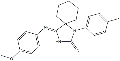 4-[(4-methoxyphenyl)imino]-1-(4-methylphenyl)-1,3-diazaspiro[4.5]decane-2-thione Structure