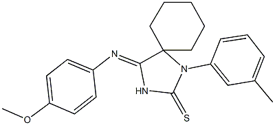 4-[(4-methoxyphenyl)imino]-1-(3-methylphenyl)-1,3-diazaspiro[4.5]decane-2-thione Struktur