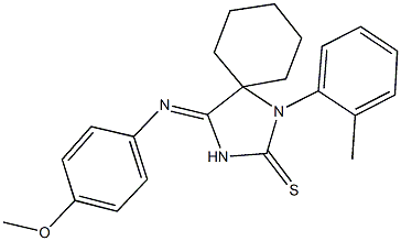 4-[(4-methoxyphenyl)imino]-1-(2-methylphenyl)-1,3-diazaspiro[4.5]decane-2-thione 化学構造式