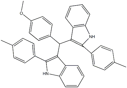 4-{bis[2-(4-methylphenyl)-1H-indol-3-yl]methyl}phenyl methyl ether Struktur