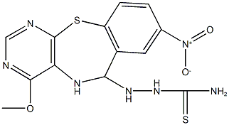 2-{8-nitro-4-methoxy-5,6-dihydropyrimido[4,5-b][1,4]benzothiazepin-6-yl}hydrazinecarbothioamide,352225-41-3,结构式