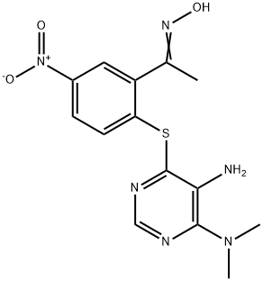 1-{2-{[5-amino-6-(dimethylamino)-4-pyrimidinyl]sulfanyl}-5-nitrophenyl}ethanone oxime Structure