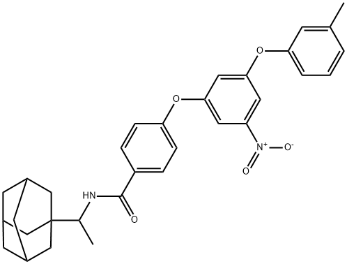 N-[1-(1-adamantyl)ethyl]-4-[3-nitro-5-(3-methylphenoxy)phenoxy]benzamide 结构式