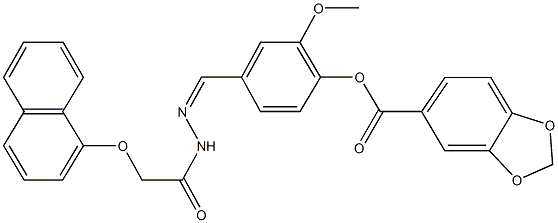 2-methoxy-4-{2-[(1-naphthyloxy)acetyl]carbohydrazonoyl}phenyl 1,3-benzodioxole-5-carboxylate Structure