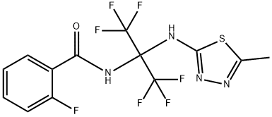 2-fluoro-N-[2,2,2-trifluoro-1-[(5-methyl-1,3,4-thiadiazol-2-yl)amino]-1-(trifluoromethyl)ethyl]benzamide Structure