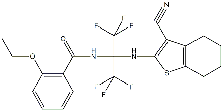 N-[1-[(3-cyano-4,5,6,7-tetrahydro-1-benzothiophen-2-yl)amino]-2,2,2-trifluoro-1-(trifluoromethyl)ethyl]-2-ethoxybenzamide Structure