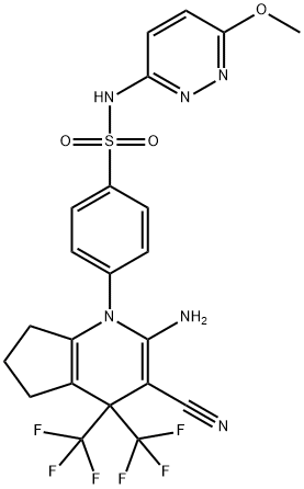 4-[2-amino-3-cyano-4,4-bis(trifluoromethyl)-4,5,6,7-tetrahydro-1H-cyclopenta[b]pyridin-1-yl]-N-(6-methoxy-3-pyridazinyl)benzenesulfonamide|