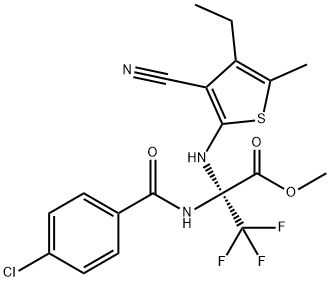 methyl 2-[(4-chlorobenzoyl)amino]-2-[(3-cyano-4-ethyl-5-methyl-2-thienyl)amino]-3,3,3-trifluoropropanoate Structure