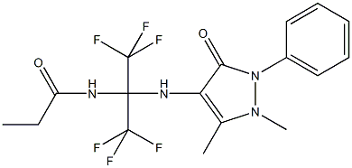 N-[1-[(1,5-dimethyl-3-oxo-2-phenyl-2,3-dihydro-1H-pyrazol-4-yl)amino]-2,2,2-trifluoro-1-(trifluoromethyl)ethyl]propanamide|