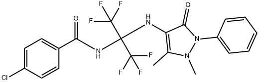 4-chloro-N-[1-[(1,5-dimethyl-3-oxo-2-phenyl-2,3-dihydro-1H-pyrazol-4-yl)amino]-2,2,2-trifluoro-1-(trifluoromethyl)ethyl]benzamide|