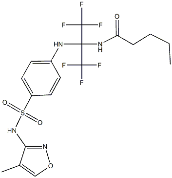 N-[2,2,2-trifluoro-1-(4-{[(4-methyl-3-isoxazolyl)amino]sulfonyl}anilino)-1-(trifluoromethyl)ethyl]pentanamide Structure