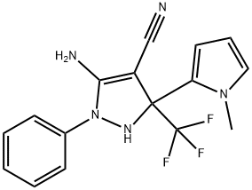 5-amino-3-(1-methyl-1H-pyrrol-2-yl)-1-phenyl-3-(trifluoromethyl)-2,3-dihydro-1H-pyrazole-4-carbonitrile,352318-79-7,结构式