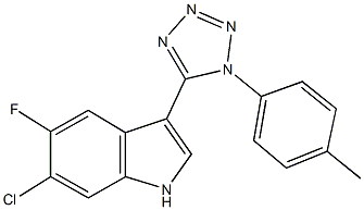 6-chloro-5-fluoro-3-[1-(4-methylphenyl)-1H-tetraazol-5-yl]-1H-indole Struktur