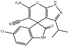 6-amino-5'-chloro-5-cyano-3-isopropyl--2'-oxo-1,1',3',4-tetrahydrospiro[pyrano[2,3-c]pyrazole-4,3'-(2'H)-indole]|