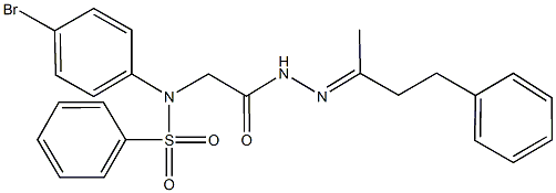 N-(4-bromophenyl)-N-{2-[2-(1-methyl-3-phenylpropylidene)hydrazino]-2-oxoethyl}benzenesulfonamide 化学構造式