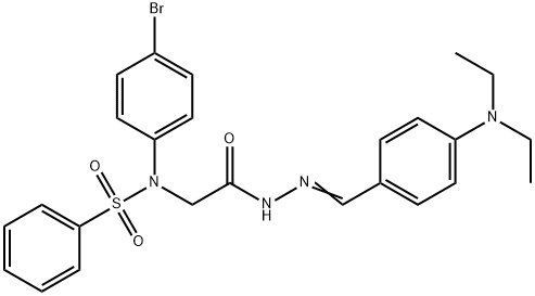 N-(4-bromophenyl)-N-(2-{2-[4-(diethylamino)benzylidene]hydrazino}-2-oxoethyl)benzenesulfonamide 化学構造式