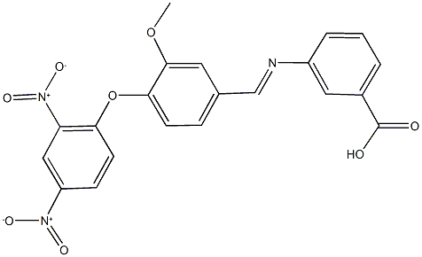 3-[(4-{2,4-bisnitrophenoxy}-3-methoxybenzylidene)amino]benzoic acid Struktur