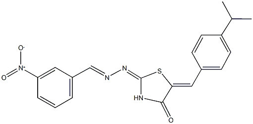 3-nitrobenzaldehyde [5-(4-isopropylbenzylidene)-4-oxo-1,3-thiazolidin-2-ylidene]hydrazone Structure