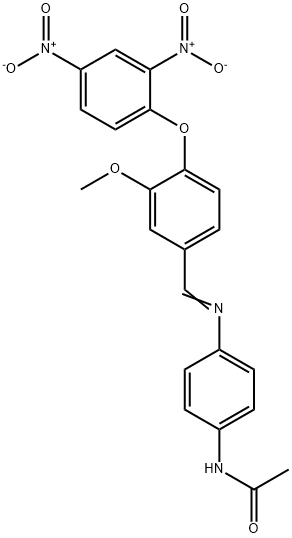 N-{4-[(4-{2,4-bisnitrophenoxy}-3-methoxybenzylidene)amino]phenyl}acetamide 化学構造式