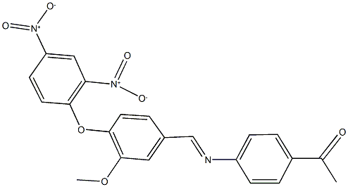 1-{4-[(4-{2,4-bisnitrophenoxy}-3-methoxybenzylidene)amino]phenyl}ethanone Struktur