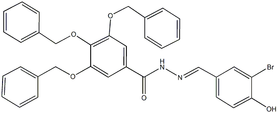 3,4,5-tris(benzyloxy)-N'-(3-bromo-4-hydroxybenzylidene)benzohydrazide Structure