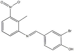 2-bromo-4-[({3-nitro-2-methylphenyl}imino)methyl]phenol Structure