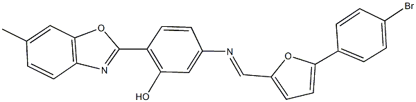 5-({[5-(4-bromophenyl)-2-furyl]methylene}amino)-2-(6-methyl-1,3-benzoxazol-2-yl)phenol Structure