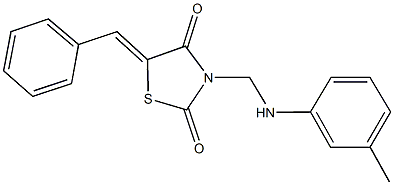 5-benzylidene-3-(3-toluidinomethyl)-1,3-thiazolidine-2,4-dione,352333-16-5,结构式