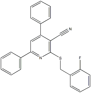 2-[(2-fluorobenzyl)sulfanyl]-4,6-diphenylnicotinonitrile Struktur