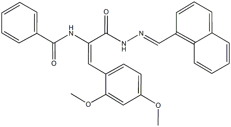 N-(2-(2,4-dimethoxyphenyl)-1-{[2-(1-naphthylmethylene)hydrazino]carbonyl}vinyl)benzamide 化学構造式