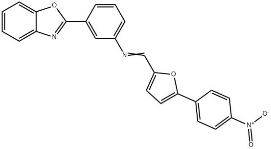 2-(3-{[(5-{4-nitrophenyl}-2-furyl)methylene]amino}phenyl)-1,3-benzoxazole 化学構造式