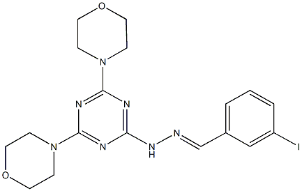 3-iodobenzaldehyde [4,6-di(4-morpholinyl)-1,3,5-triazin-2-yl]hydrazone 化学構造式