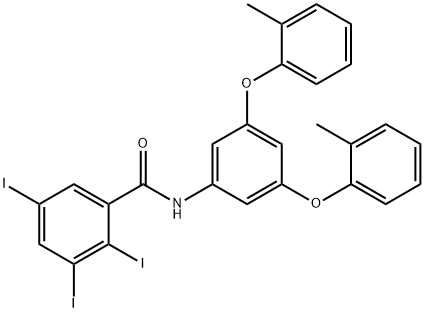 N-[3,5-bis(2-methylphenoxy)phenyl]-2,3,5-triiodobenzamide Struktur