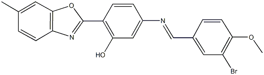 5-[(3-bromo-4-methoxybenzylidene)amino]-2-(6-methyl-1,3-benzoxazol-2-yl)phenol Structure