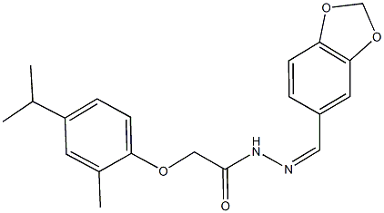 N'-(1,3-benzodioxol-5-ylmethylene)-2-(4-isopropyl-2-methylphenoxy)acetohydrazide 结构式