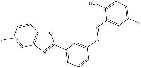 4-methyl-2-({[3-(5-methyl-1,3-benzoxazol-2-yl)phenyl]imino}methyl)phenol,352334-95-3,结构式