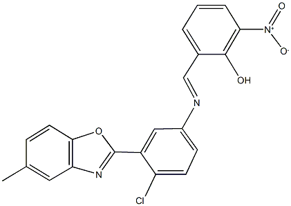2-({[4-chloro-3-(5-methyl-1,3-benzoxazol-2-yl)phenyl]imino}methyl)-6-nitrophenol,352335-13-8,结构式