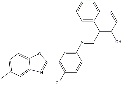 1-({[4-chloro-3-(5-methyl-1,3-benzoxazol-2-yl)phenyl]imino}methyl)-2-naphthol,352335-18-3,结构式