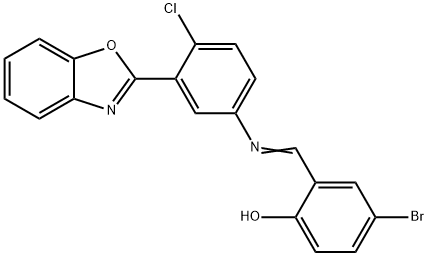 2-({[3-(1,3-benzoxazol-2-yl)-4-chlorophenyl]imino}methyl)-4-bromophenol 结构式