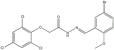 N'-(5-bromo-2-methoxybenzylidene)-2-(2,4,6-trichlorophenoxy)acetohydrazide Struktur