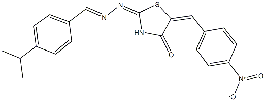 4-isopropylbenzaldehyde (5-{4-nitrobenzylidene}-4-oxo-1,3-thiazolidin-2-ylidene)hydrazone Structure