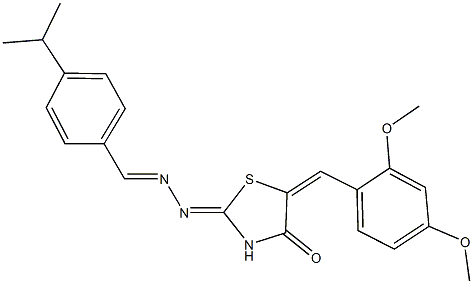 4-isopropylbenzaldehyde [5-(2,4-dimethoxybenzylidene)-4-oxo-1,3-thiazolidin-2-ylidene]hydrazone 化学構造式