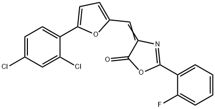 4-{[5-(2,4-dichlorophenyl)-2-furyl]methylene}-2-(2-fluorophenyl)-1,3-oxazol-5(4H)-one Structure