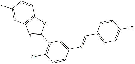 N-(4-chlorobenzylidene)-N-[4-chloro-3-(5-methyl-1,3-benzoxazol-2-yl)phenyl]amine Struktur