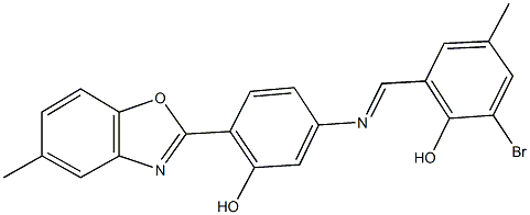 2-bromo-6-({[3-hydroxy-4-(5-methyl-1,3-benzoxazol-2-yl)phenyl]imino}methyl)-4-methylphenol,352337-49-6,结构式