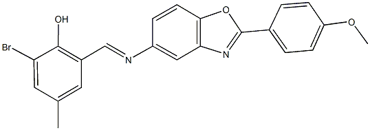 2-bromo-6-({[2-(4-methoxyphenyl)-1,3-benzoxazol-5-yl]imino}methyl)-4-methylphenol Structure