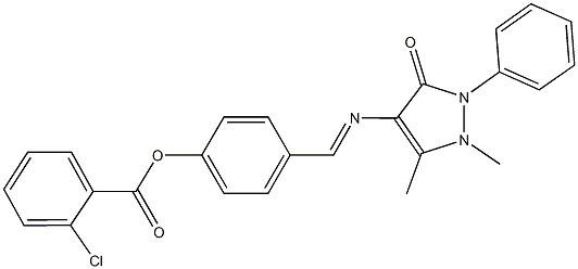 4-{[(1,5-dimethyl-3-oxo-2-phenyl-2,3-dihydro-1H-pyrazol-4-yl)imino]methyl}phenyl 2-chlorobenzoate Struktur