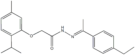 N'-[1-(4-ethylphenyl)ethylidene]-2-(2-isopropyl-5-methylphenoxy)acetohydrazide 结构式