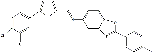 N-{[5-(3,4-dichlorophenyl)-2-furyl]methylene}-N-[2-(4-methylphenyl)-1,3-benzoxazol-5-yl]amine 化学構造式