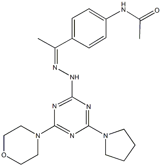 N-(4-{N-[4-(4-morpholinyl)-6-(1-pyrrolidinyl)-1,3,5-triazin-2-yl]ethanehydrazonoyl}phenyl)acetamide Structure